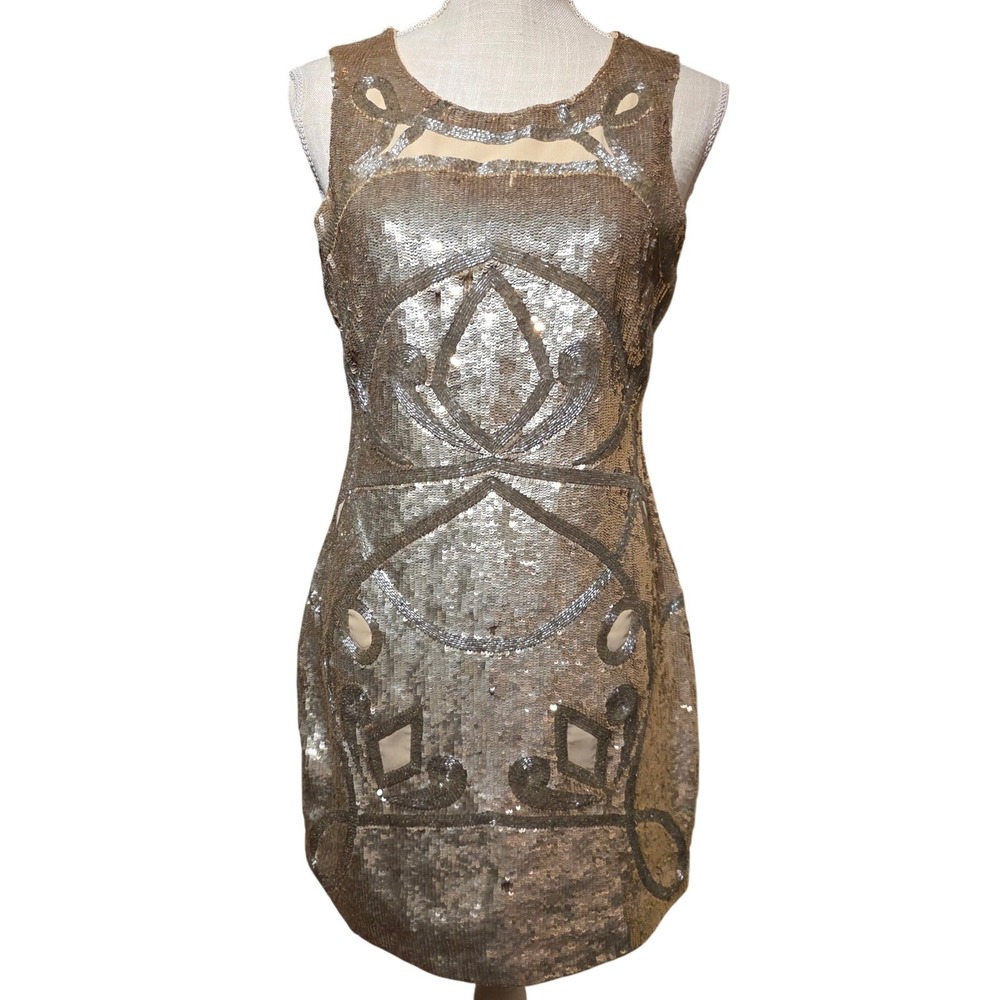 Needle Thread Embellished Sequin Geometric Mini D… - image 2